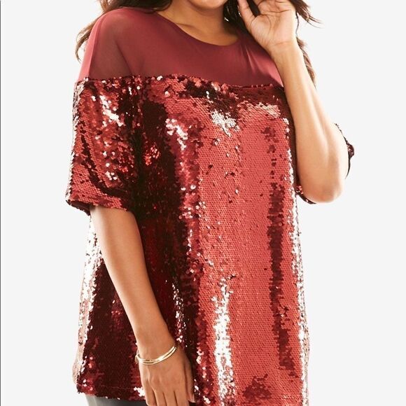Sequin Illusion Boxy Top  - Picture 1 of 4